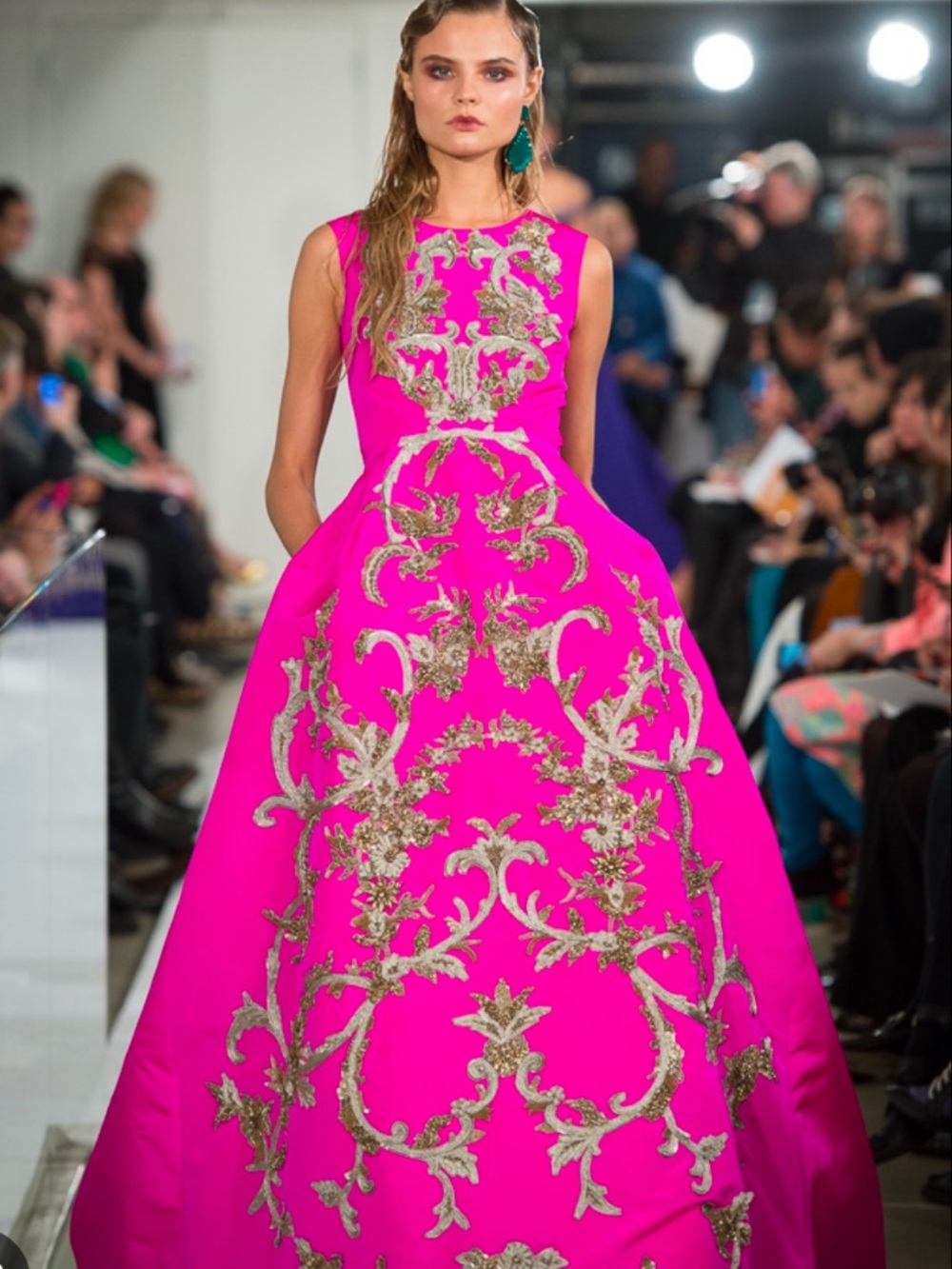 $14,990 NWT Oscar de la Renta Pink Gold Beaded Sequined Silk Runway Gown 4 🩷✨